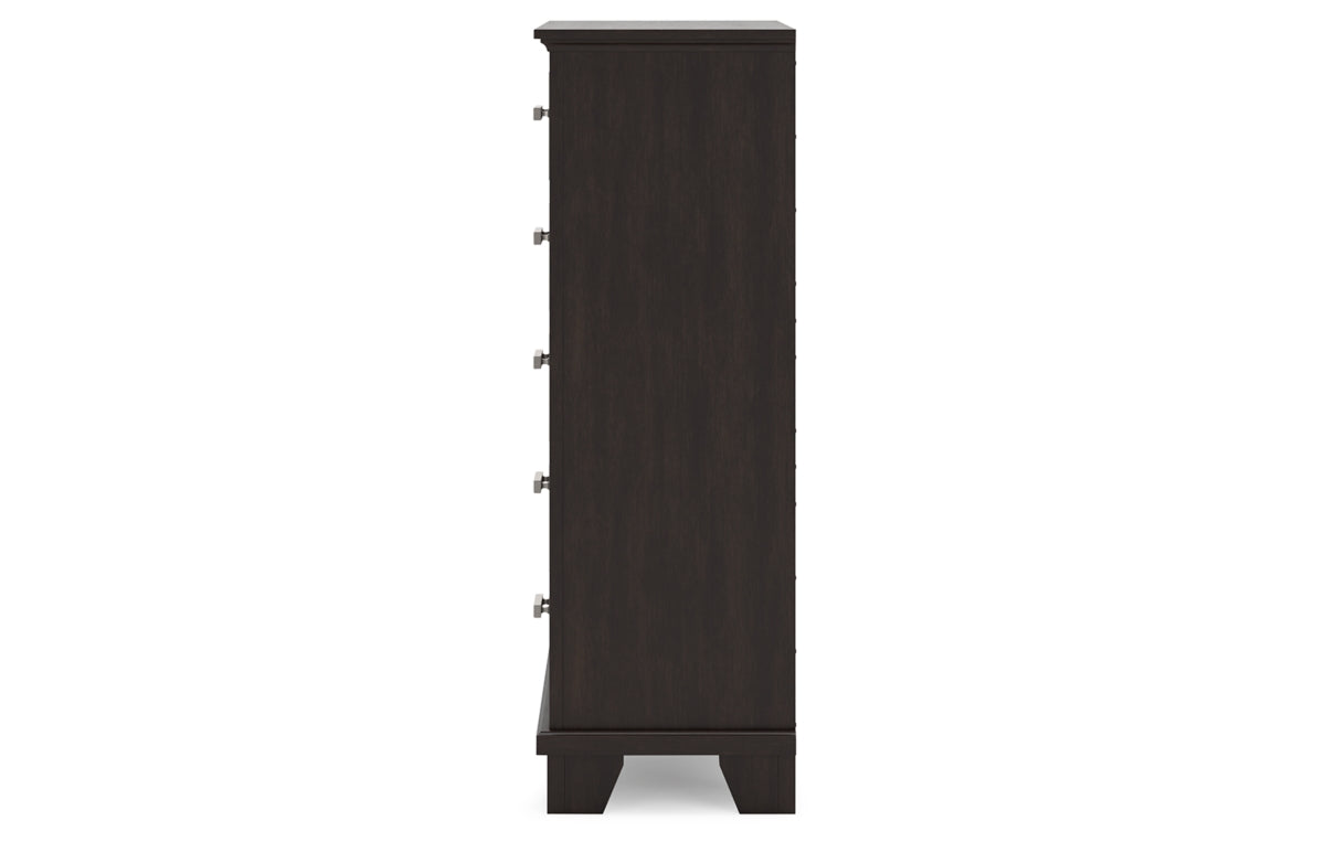 Covetown Twin Panel Bed with Mirrored Dresser, Chest and Nightstand