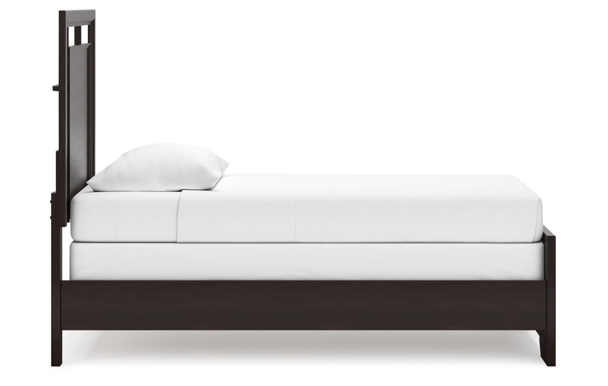 Covetown Twin Panel Bed with Mirrored Dresser, Chest and Nightstand