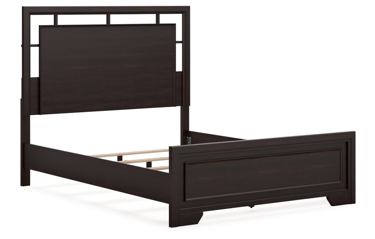 Covetown Queen Panel Bed with Mirrored Dresser, Chest and Nightstand