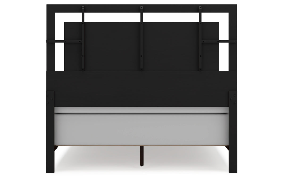 Covetown Queen Panel Bed with Mirrored Dresser, Chest and Nightstand