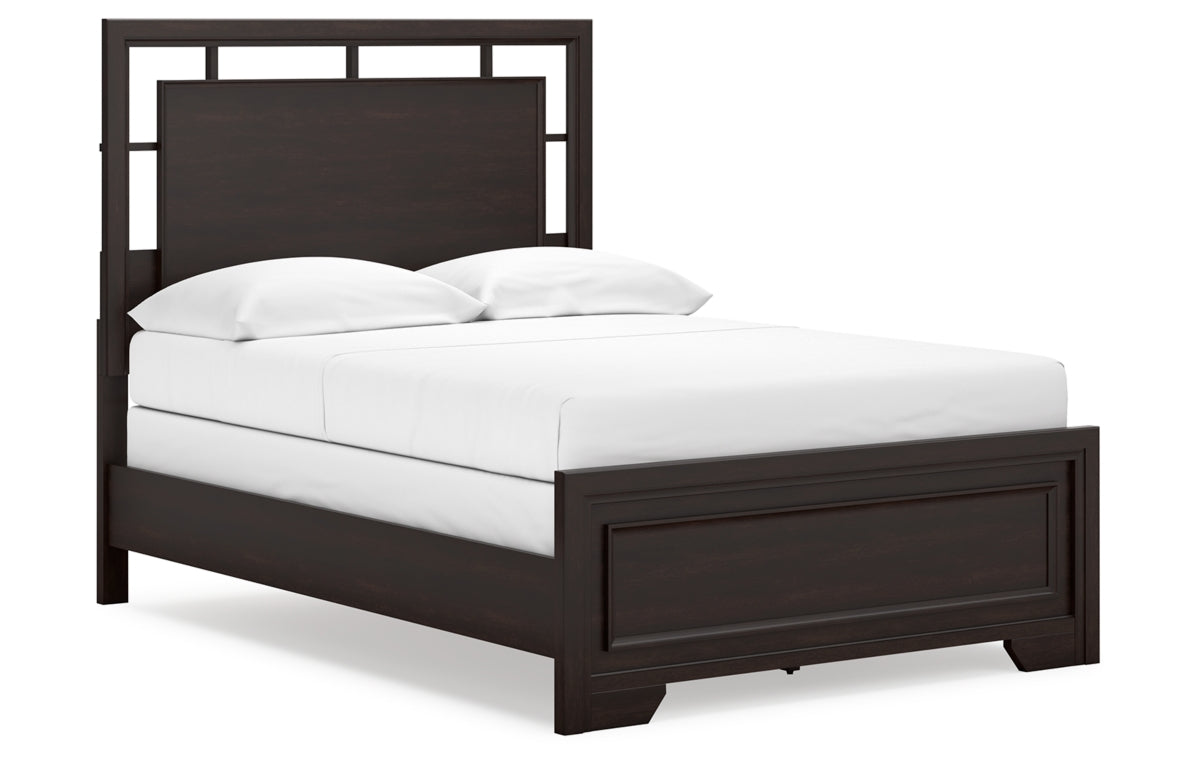Covetown Full Panel Bed with Mirrored Dresser, Chest and Nightstand