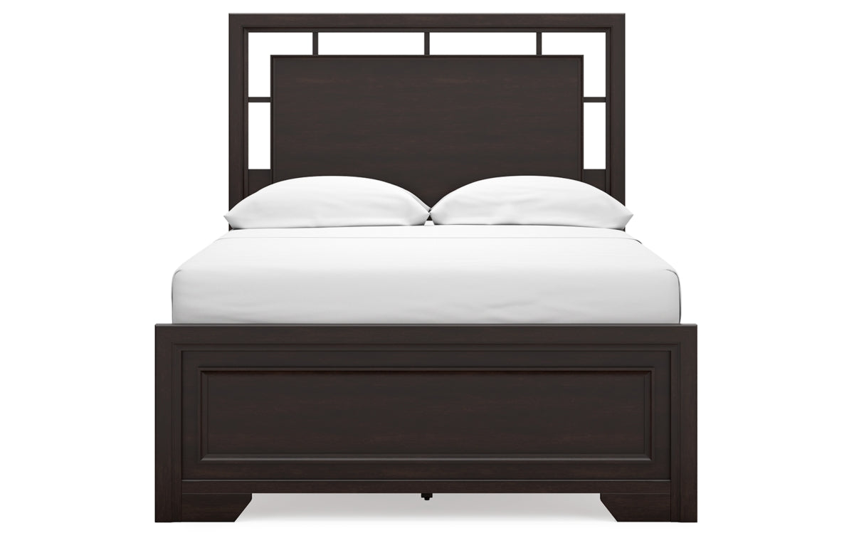 Covetown Full Panel Bed with Mirrored Dresser and Chest