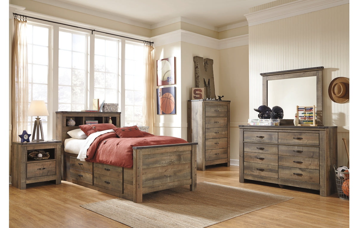 Trinell Twin Bookcase Bed with 2 Storage Drawers