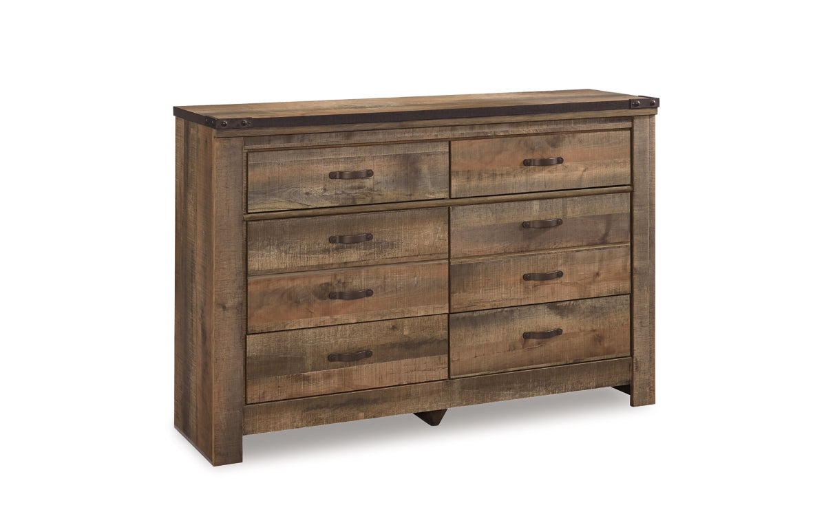 Trinell King/California King Panel Headboard with Mirrored Dresser and Chest