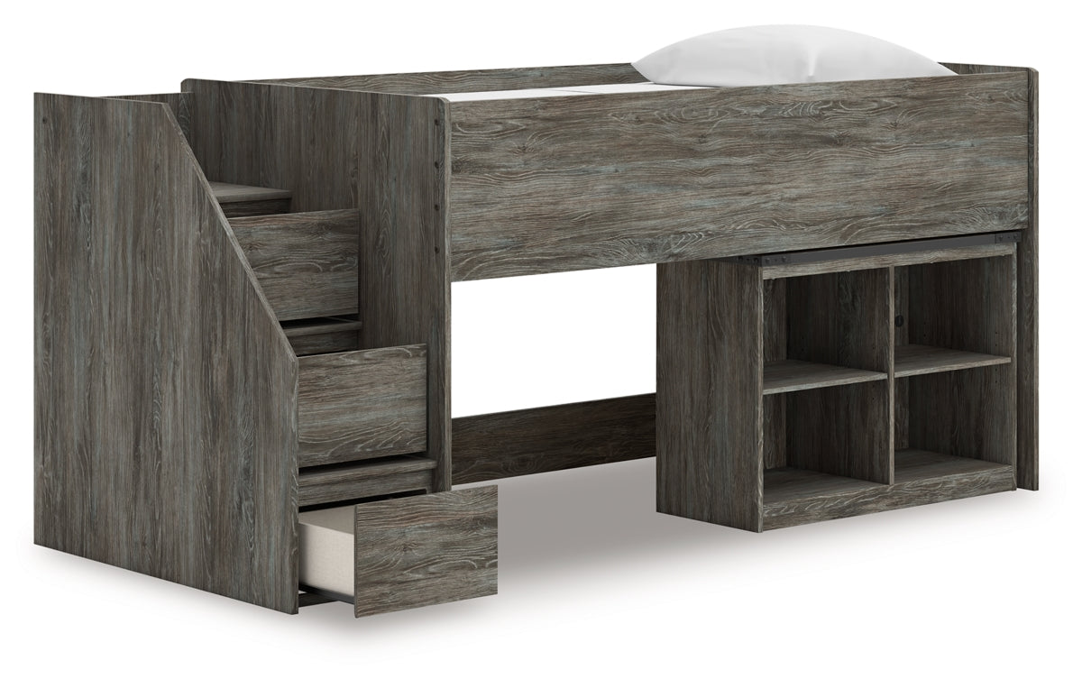 Frandern Twin Loft  Bed with Bookcase Storage