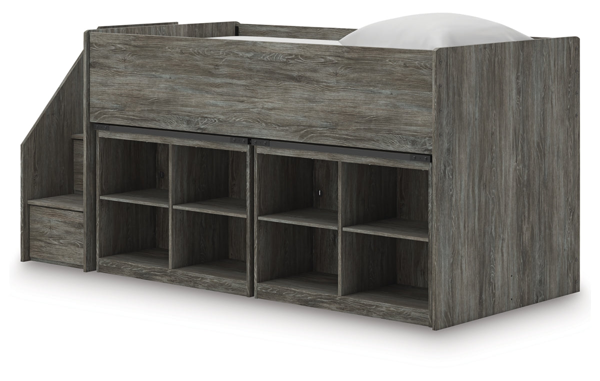 Frandern Twin Loft Bed with Bookcase Storage