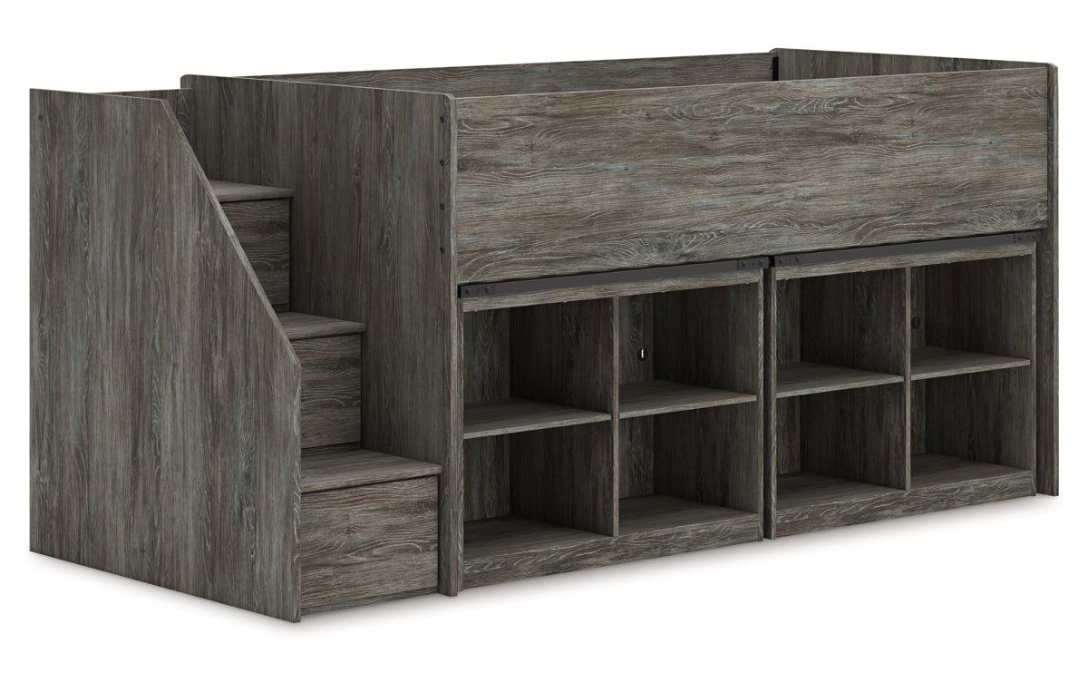 Frandern Twin Loft Bed with Bookcase Storage