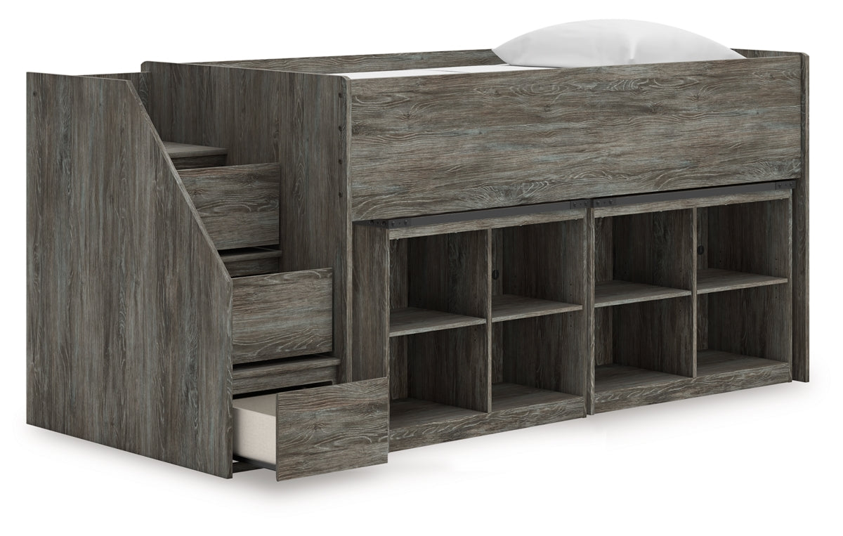 Frandern Twin Loft Bed with Bookcase Storage