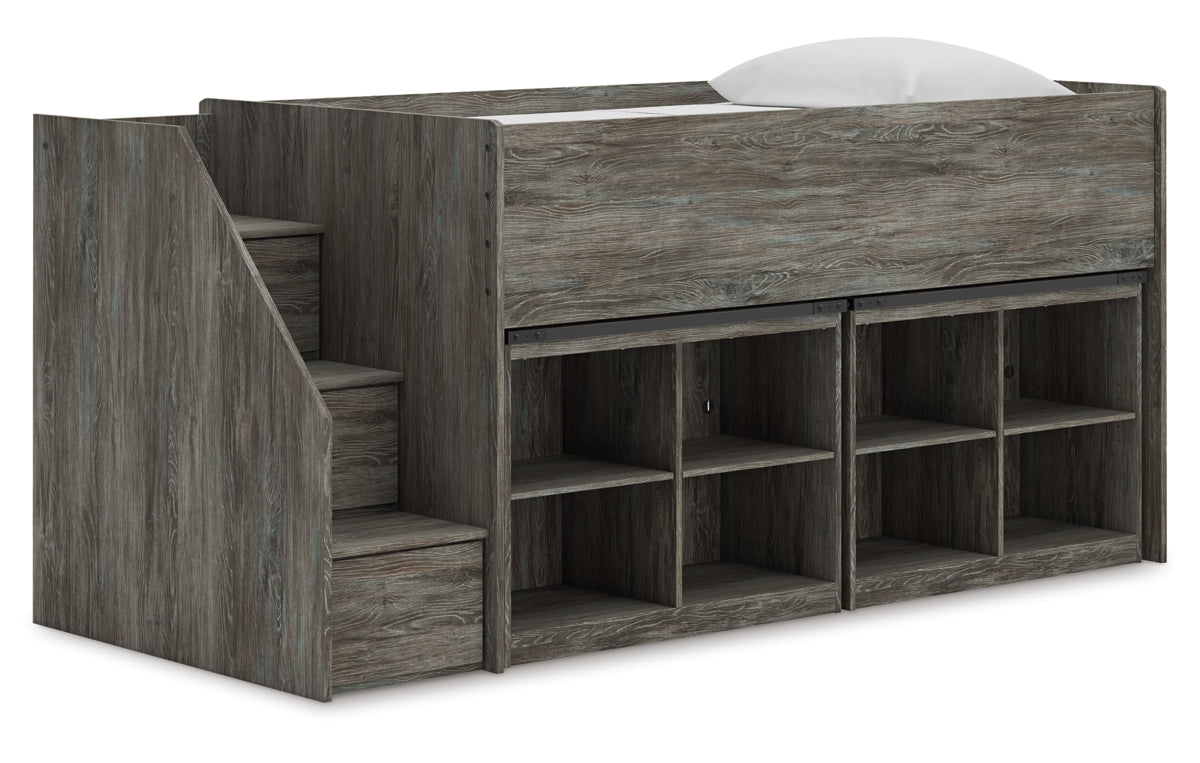 Frandern Twin Loft Bed with Bookcase Storage