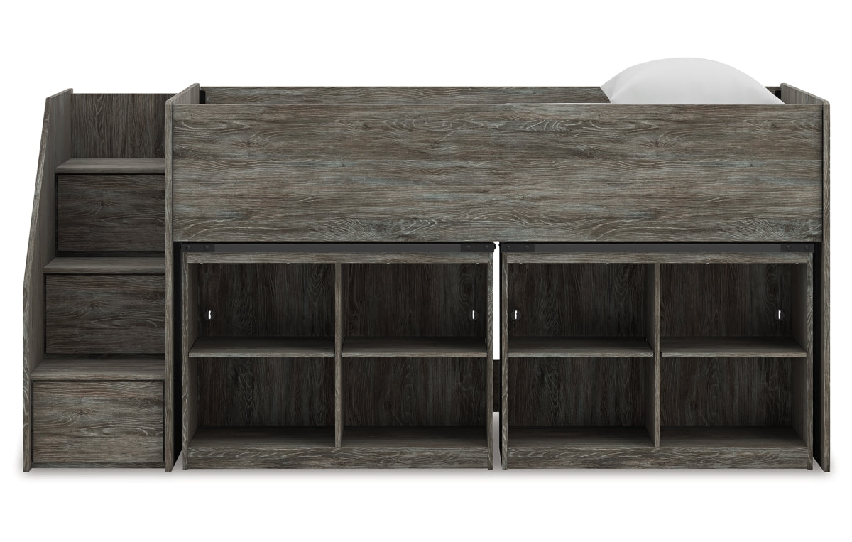 Frandern Twin Loft Bed with Bookcase Storage