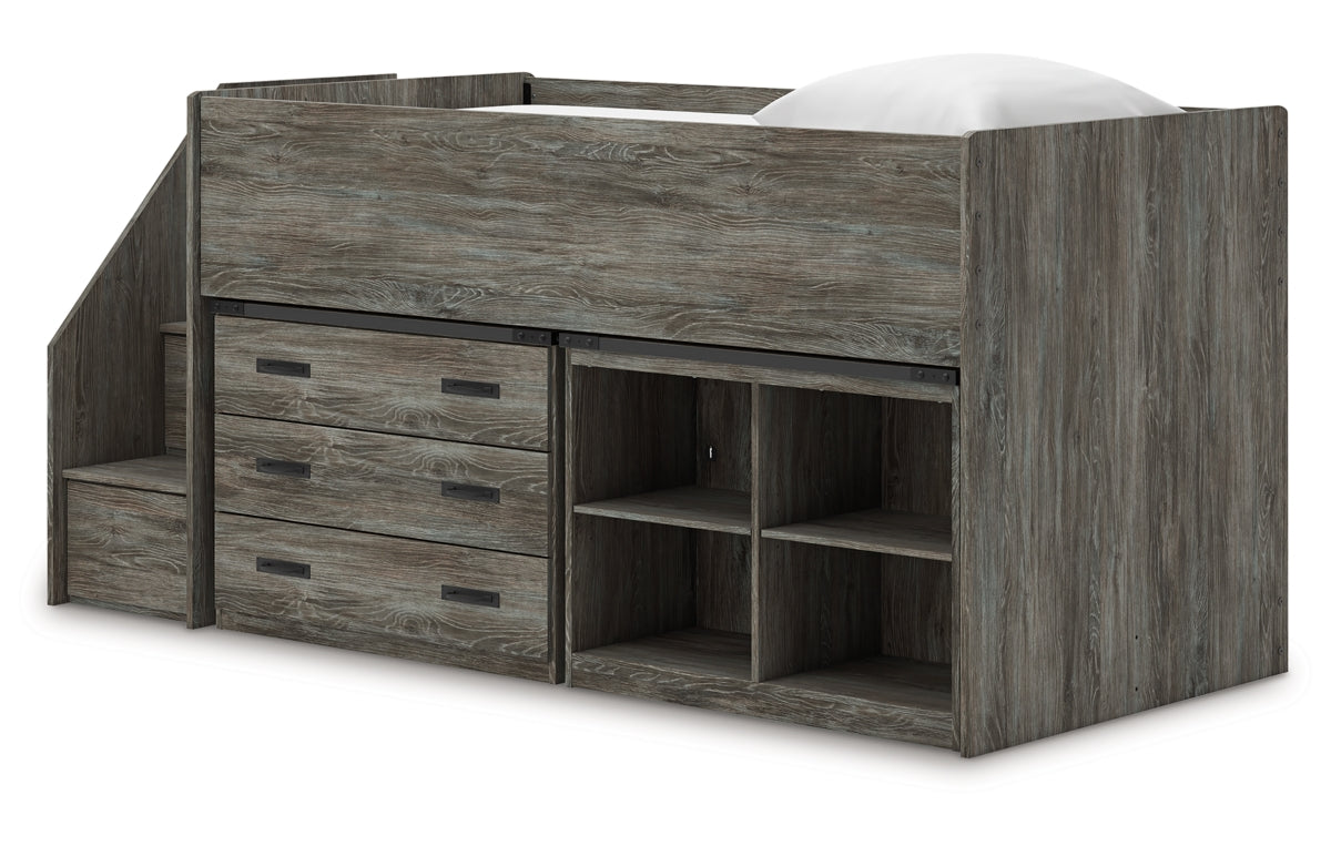 Frandern Twin Loft  Bed with Bookcase and Drawer Storage