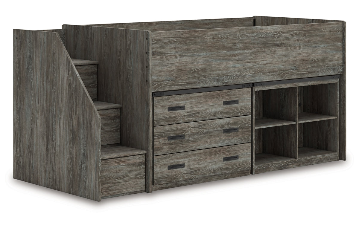 Frandern Twin Loft  Bed with Bookcase and Drawer Storage