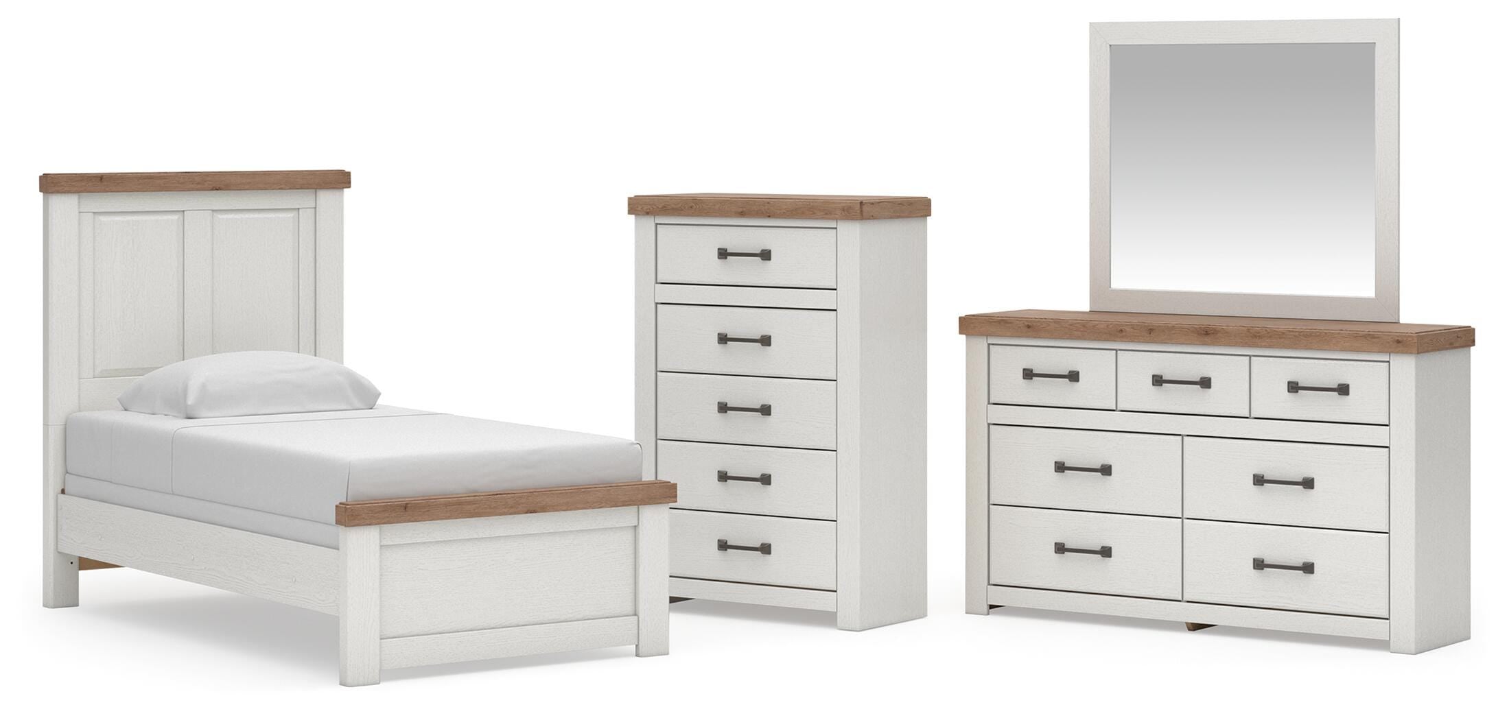Savonport Twin Panel Bed, Dresser, Mirror and Chest
