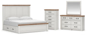 Savonport King Panel Bed with Storage, Dresser, Mirror and Chest