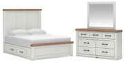 Savonport Queen Panel Bed with Storage, Dresser and Mirror