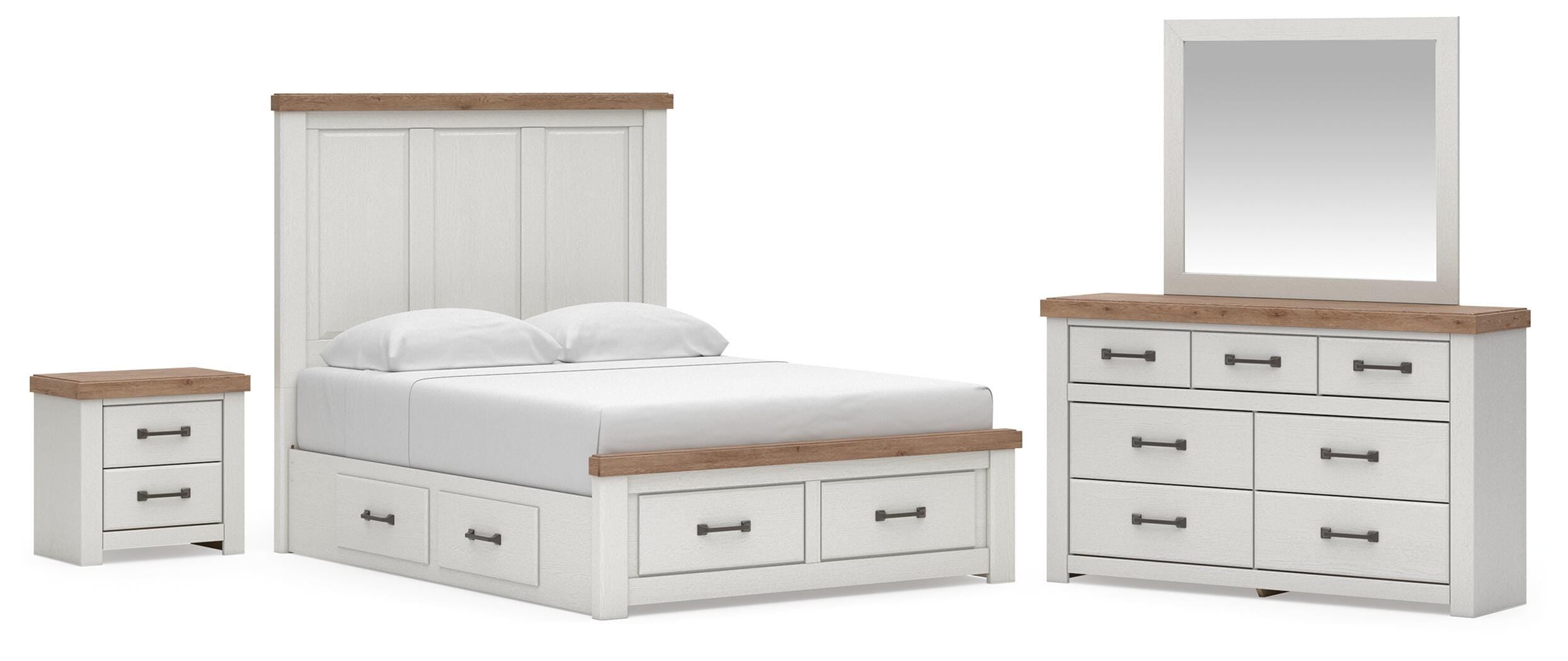 Savonport King Panel Storage Bed. Dresser, Mirror and Nightstand