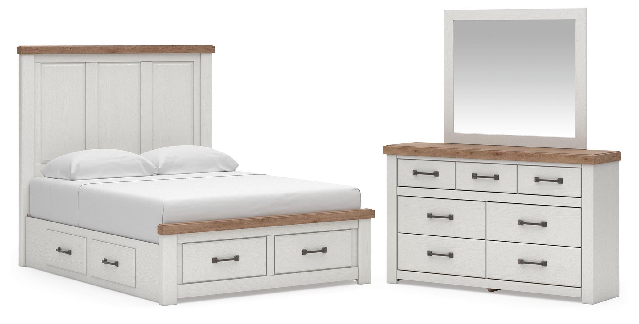 Savonport King Panel Storage Bed, Dresser and Mirror