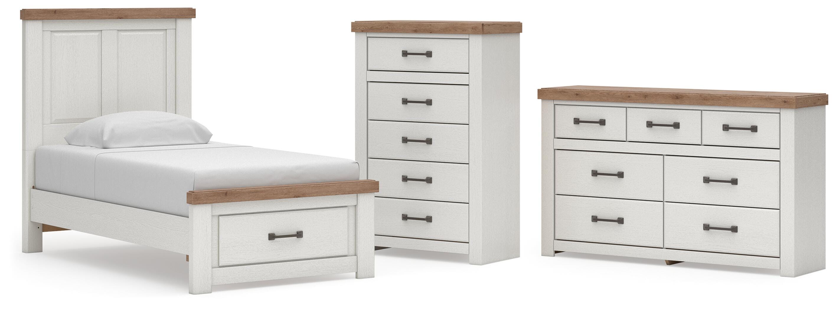 Savonport Twin Panel Storage Bed, Dresser, Mirror and Chest