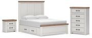 Savonport Queen Panel Bed with Storage, Dresser, Mirror and Chest