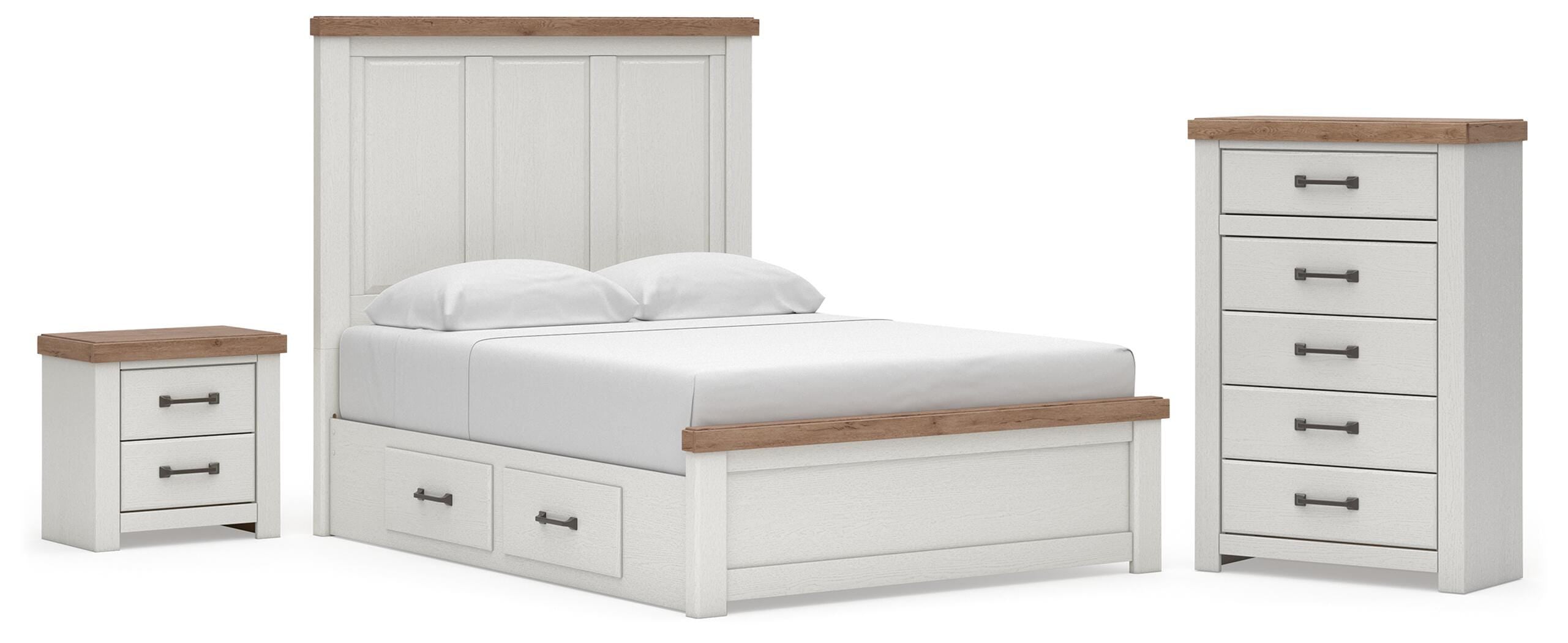 Savonport Queen Panel Bed with Storage, Dresser, Mirror and Chest