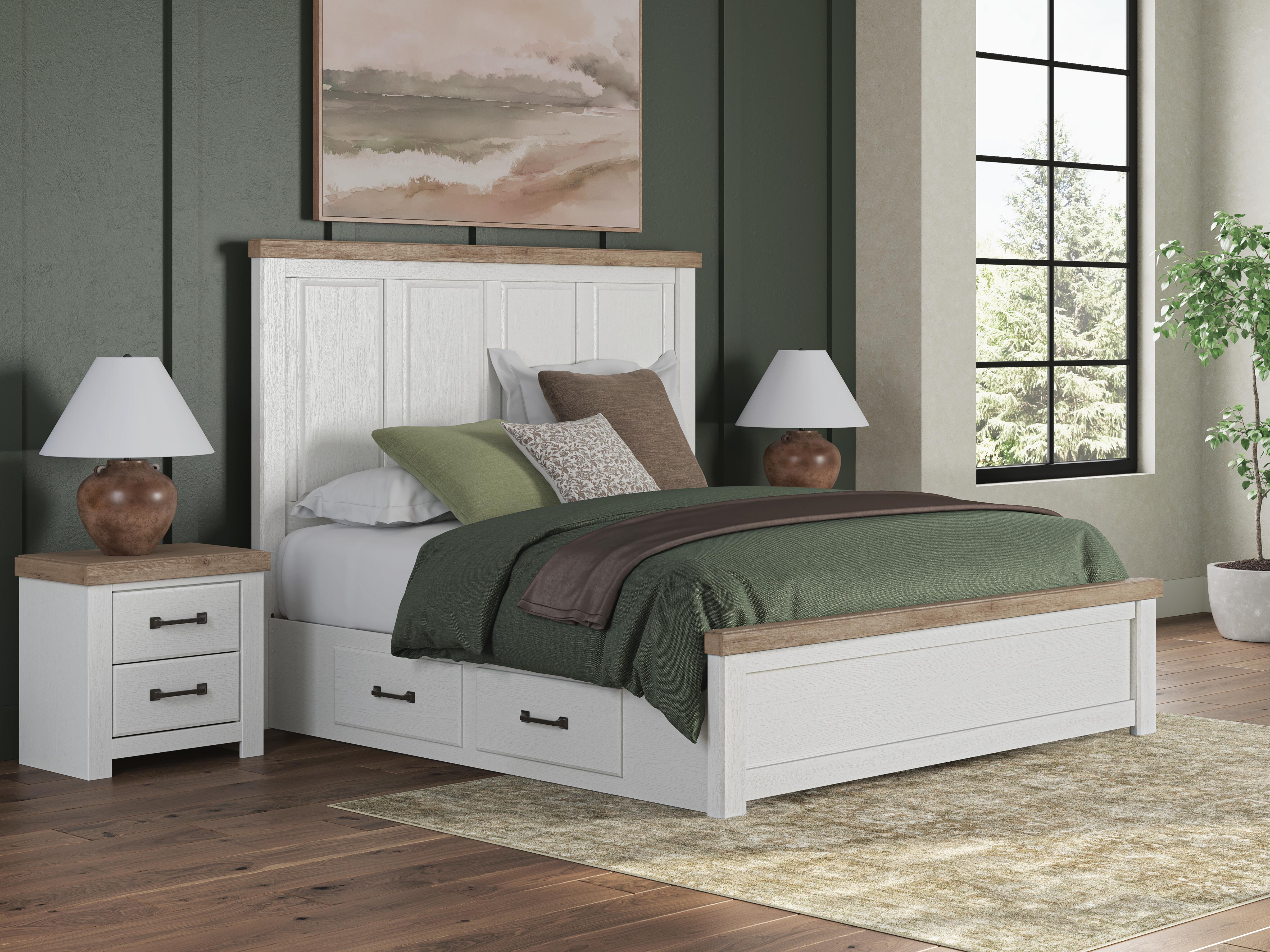 Savonport King Panel Bed with Storage, Dresser, Mirror and Chest