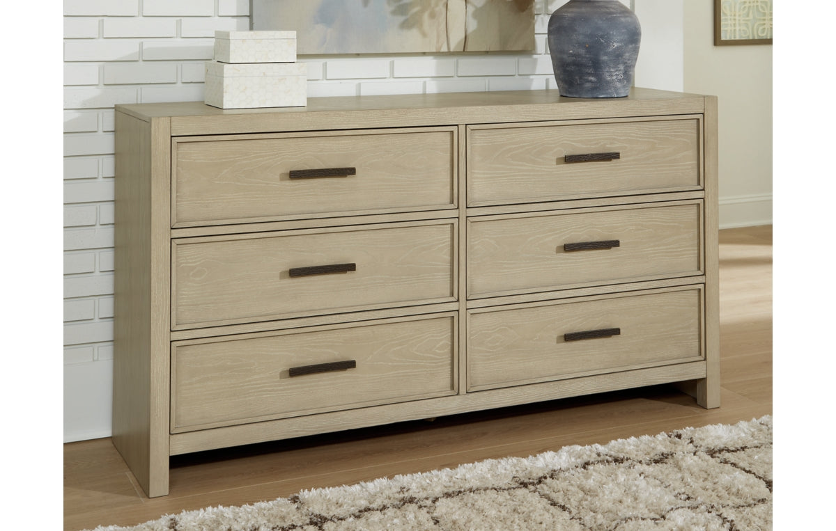 Calmoro King Bookcase Bed with Mirrored Dresser