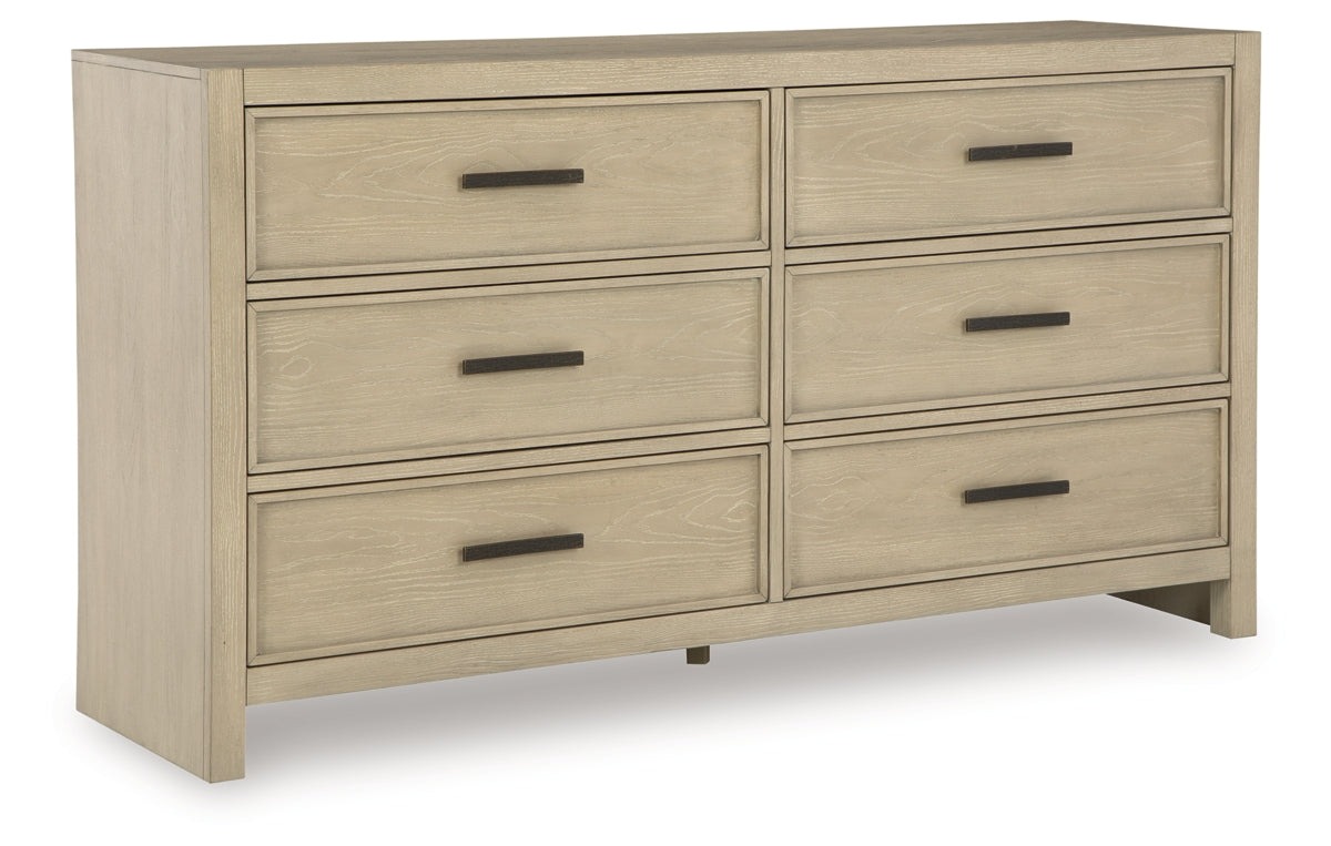 Calmoro King Bookcase Bed with Mirrored Dresser