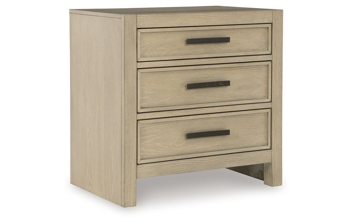 Calmoro King Bookcase Bed with Mirrored Dresser and Nightstand