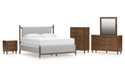 Lyncott King Upholstered Bed with Mirrored Dresser, Chest and Nightstand