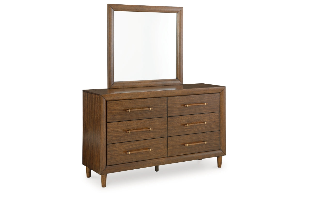 Lyncott California King Upholstered Bed with Mirrored Dresser, Chest and Nightstand
