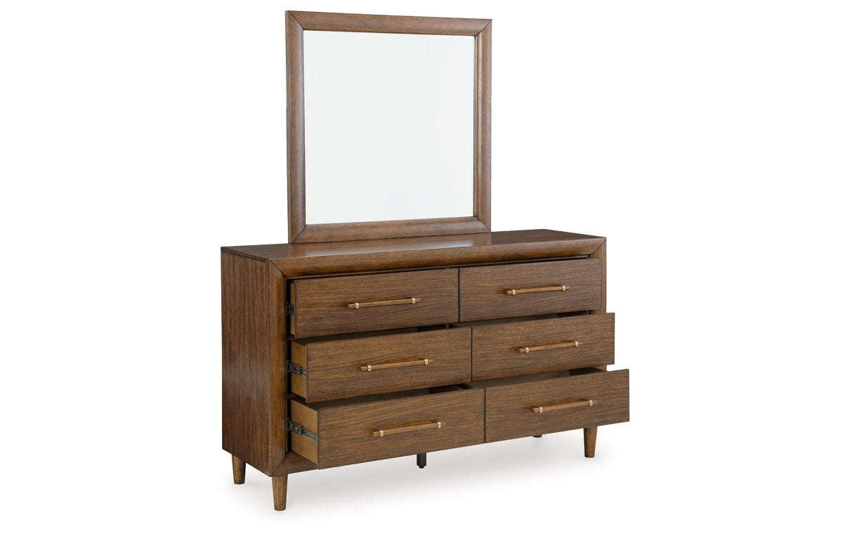 Lyncott California King Upholstered Bed, Dresser, Mirror and Chest