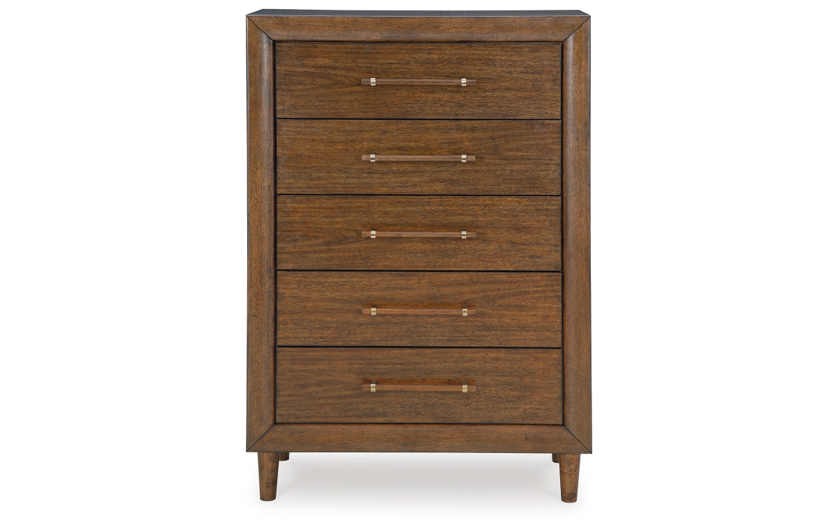Lyncott California King Upholstered Bed with Mirrored Dresser, Chest and Nightstand
