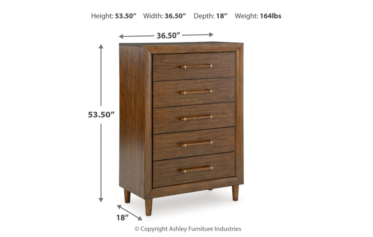 Lyncott California King Upholstered Bed with Mirrored Dresser, Chest and Nightstand