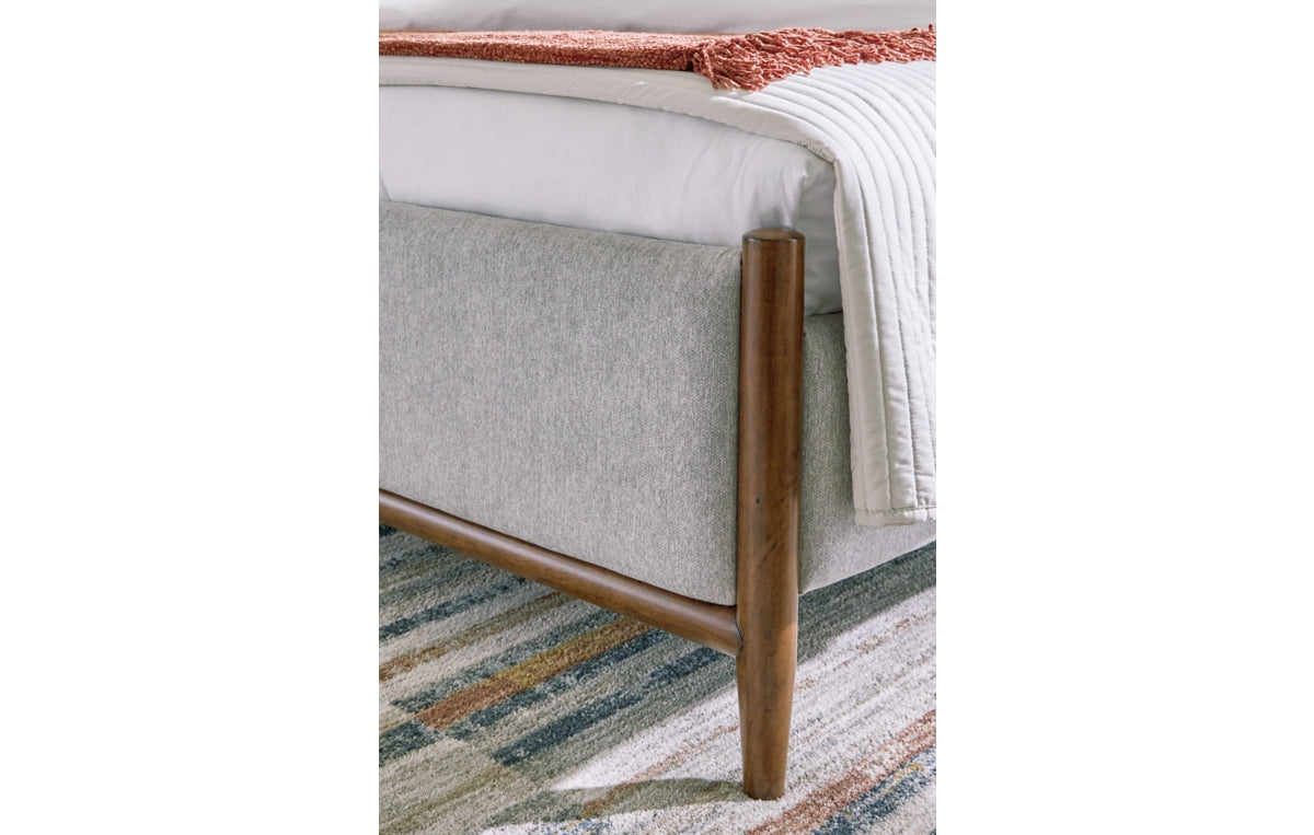 Lyncott California King Upholstered Bed with Mirrored Dresser