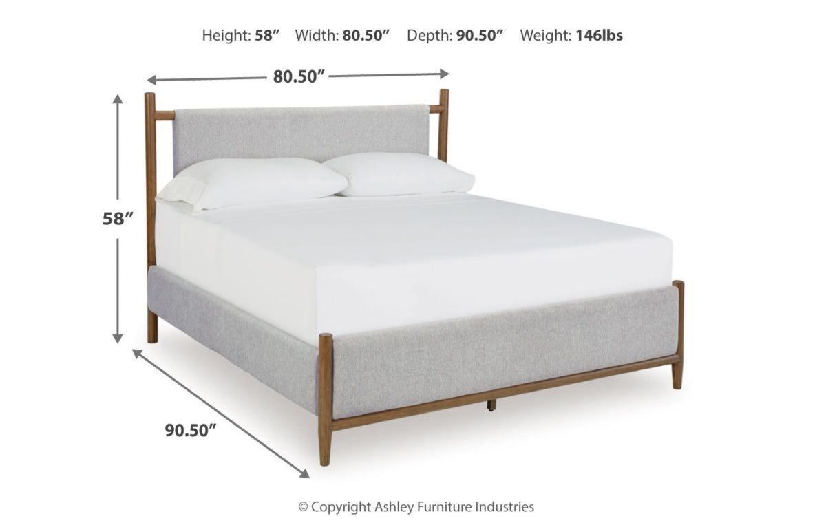 Lyncott California King Upholstered Bed, Dresser, Mirror and Chest
