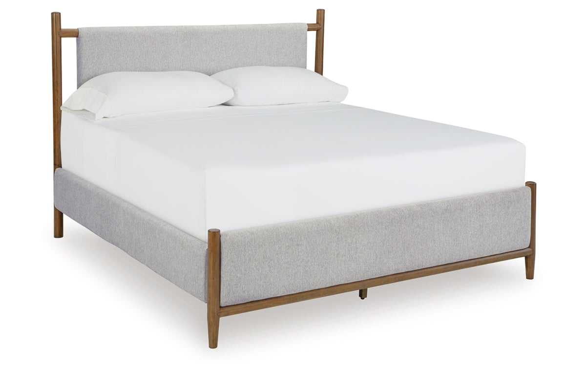 Lyncott California King Upholstered Bed with Mirrored Dresser