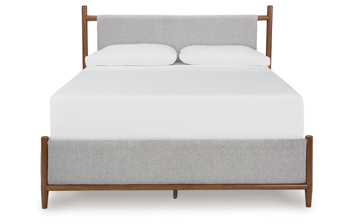 Lyncott California King Upholstered Bed with Mirrored Dresser, Chest and Nightstand