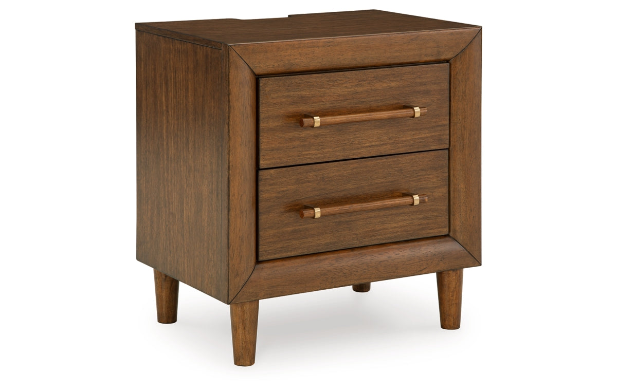 Lyncott California King Upholstered Bed with Mirrored Dresser, Chest and Nightstand