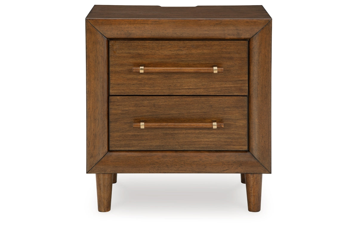 Lyncott California King Upholstered Bed with Mirrored Dresser, Chest and Nightstand