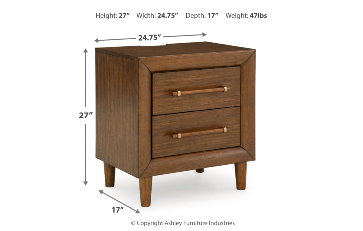 Lyncott California King Upholstered Bed with Mirrored Dresser, Chest and Nightstand