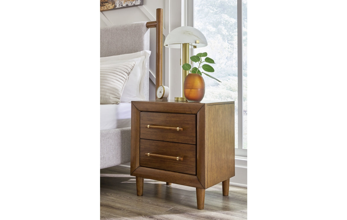 Lyncott California King Upholstered Bed with Mirrored Dresser, Chest and Nightstand