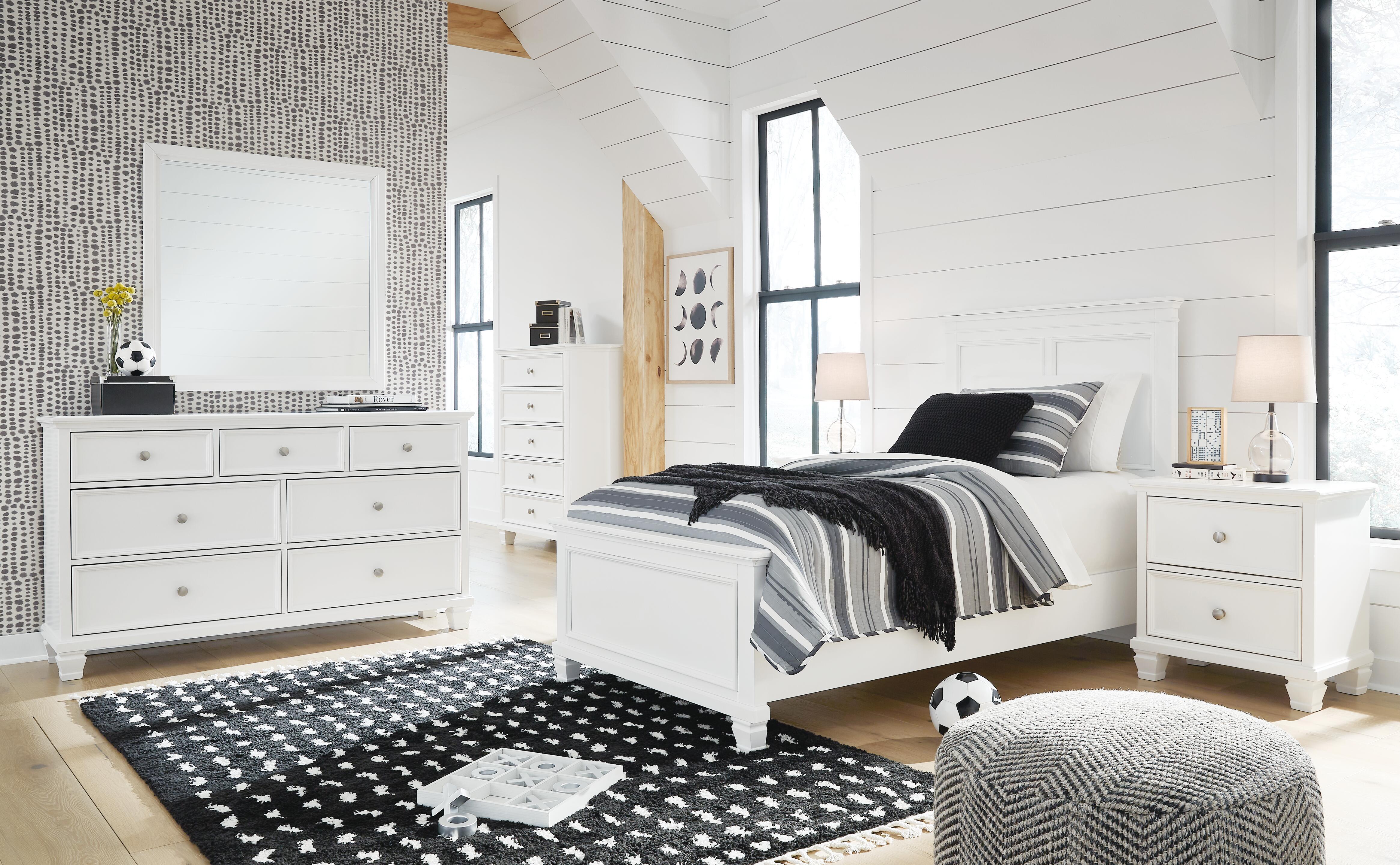 Fortman Twin Panel Bed, Dresser, Mirror and Nightstand