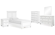 Fortman Twin Panel Bed with Mirrored Dresser, Chest and Nightstand
