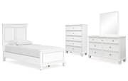 Fortman Twin Panel Bed with Mirrored Dresser and Chest