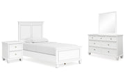 Fortman Twin Panel Bed with Mirrored Dresser and Nightstand