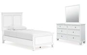 Fortman Twin Panel Bed with Mirrored Dresser