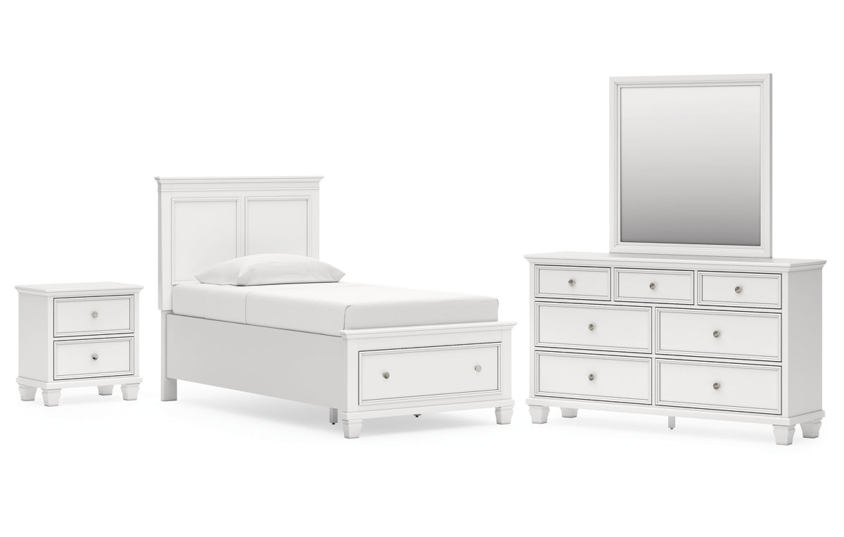 Fortman Twin Panel Storage Bed, Dresser, Mirror and Nightstand