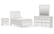 Fortman Twin Panel Storage Bed, Dresser, Mirror and Nightstand