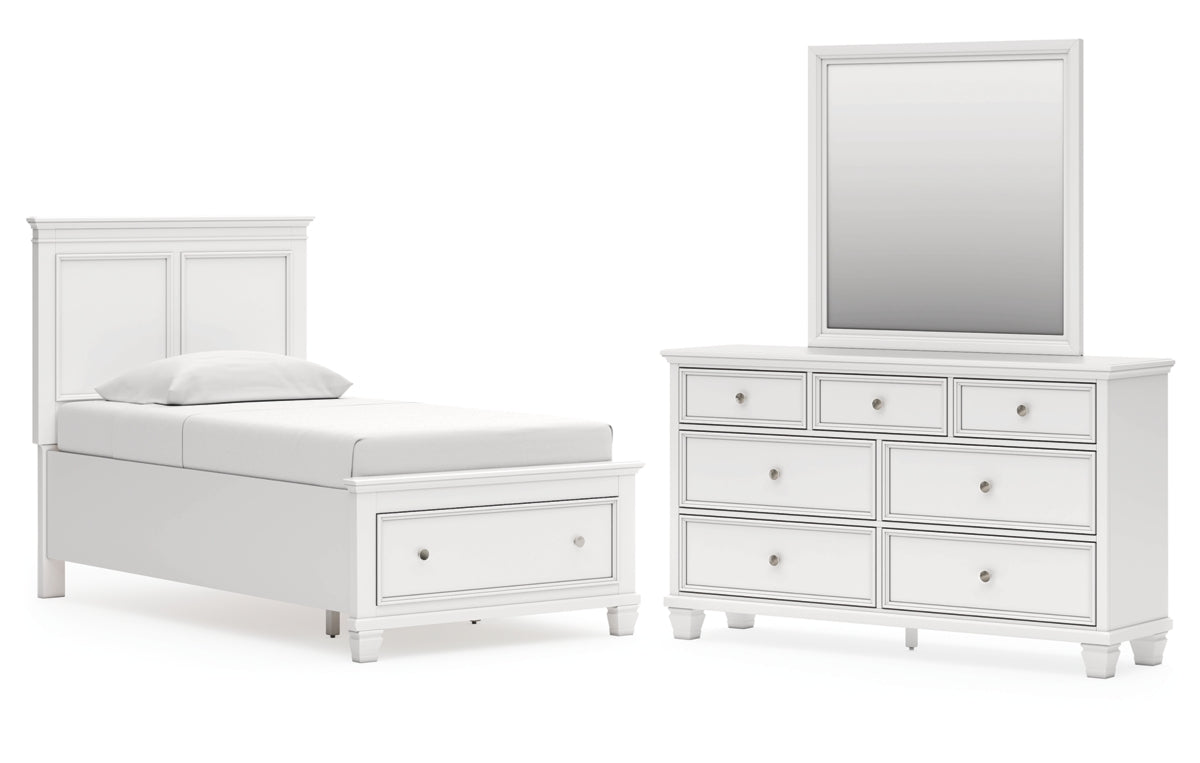 Fortman Twin Panel Storage Bed, Dresser and Mirror
