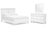 Fortman Queen Panel Bed with Mirrored Dresser